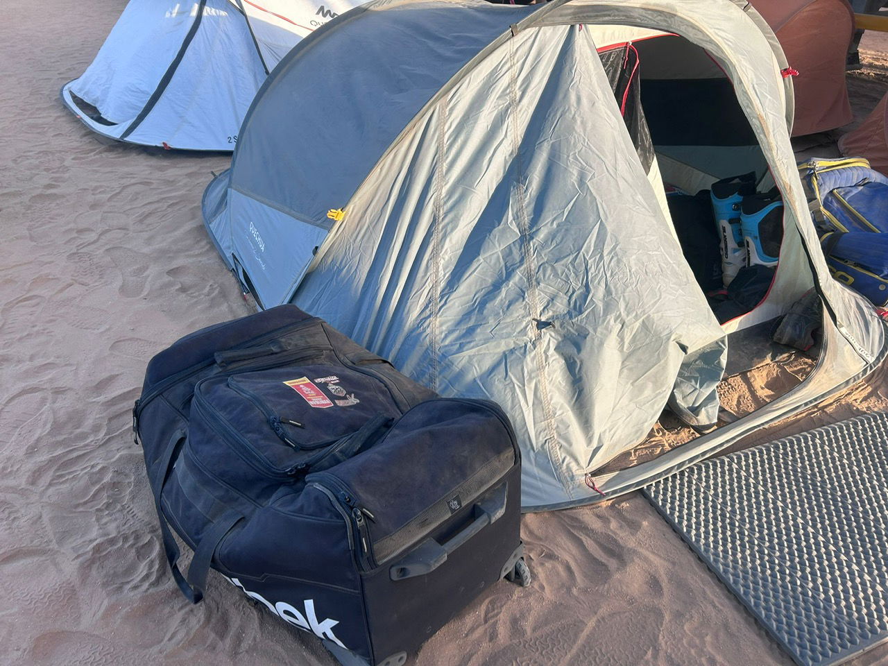 Andrew Houlihan's dusty tent.