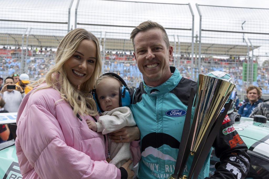 James Courtney (pictured with family) has outlined his advice to fellow Supercars champion Brodie Kostecki. Image: Supplied