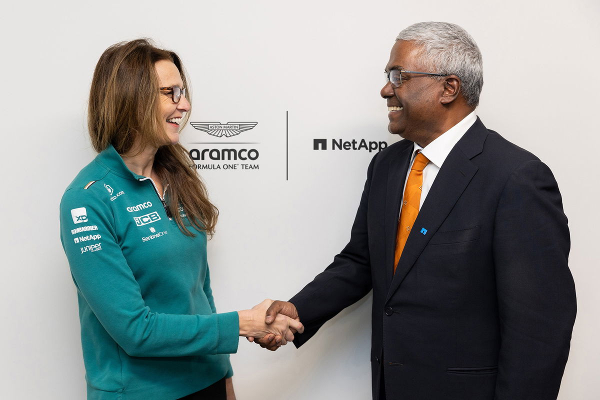 •Aston Martin Aramco and NetApp have renewed their ongoing partnership ahead of the 2024 FIA Formula One® World Championship. Image: Aston Martin