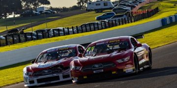 Nash Morris and James Moffat produced the closest finish in Trans Am history at Phillip Island last year. Image: Supplied