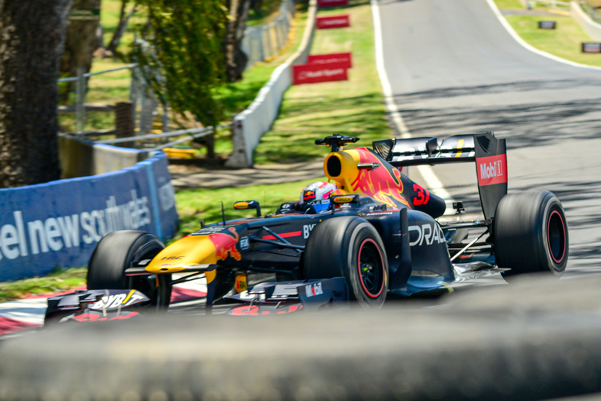 Liam Lawson on track in the Red Bull RB7 in Bathurst