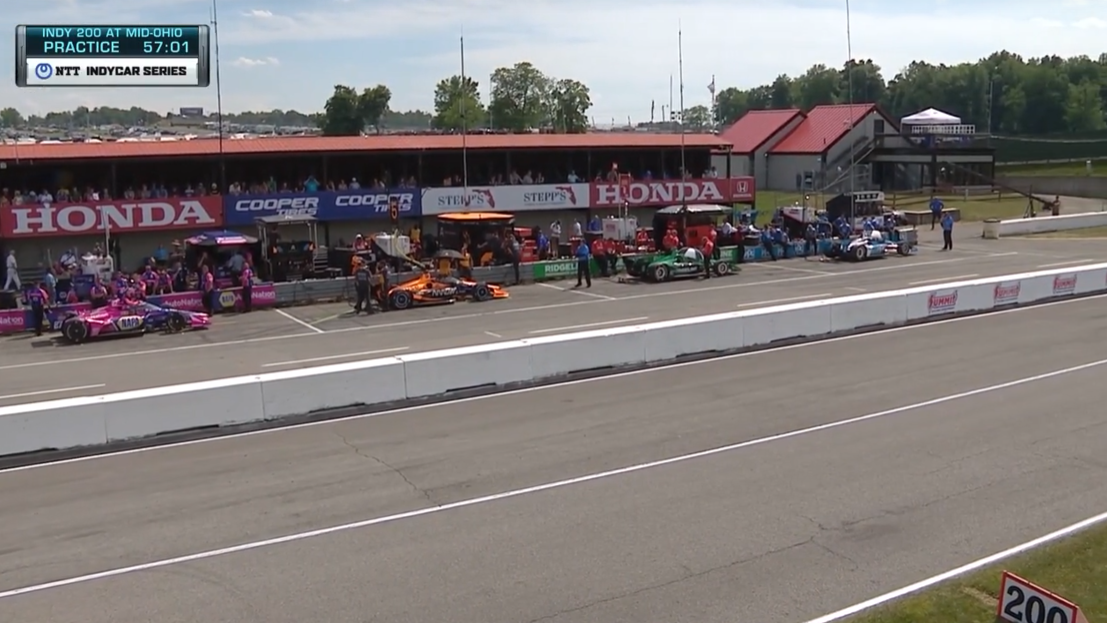 IndyCar pit lane games in play at Mid-Ohio