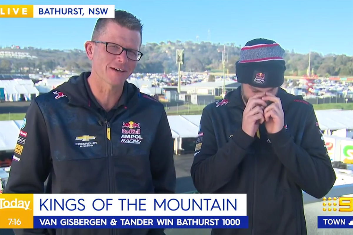 Van Gisbergen walks out of live TV interview to vomit after Bathurst celebrations
