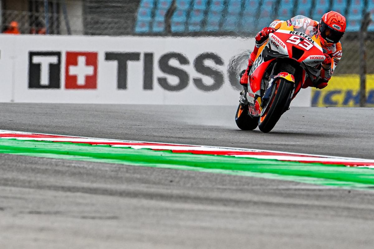 Marquez leads Honda one-two on wet Friday at Portuguese MotoGP