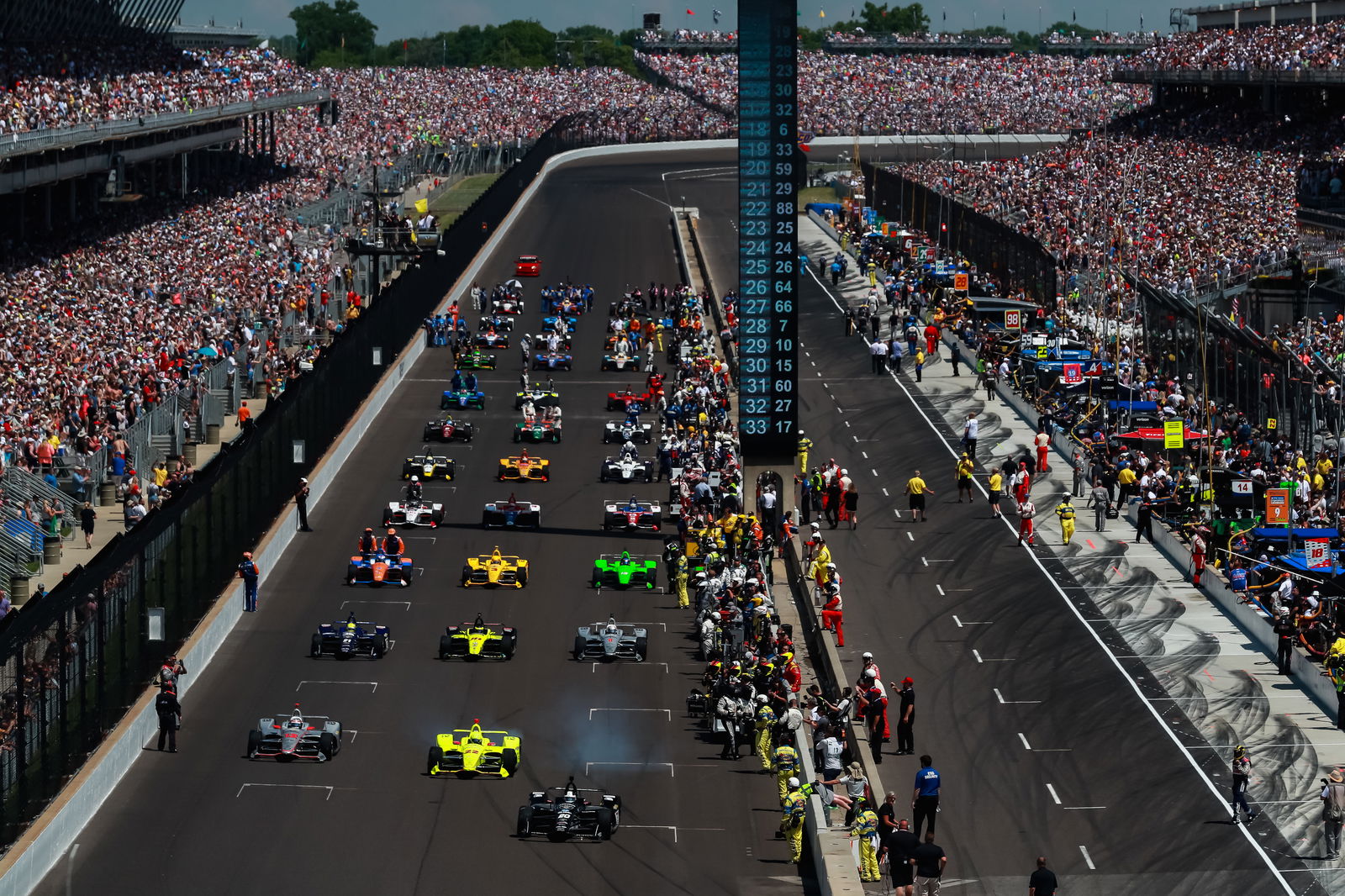 Cars on the grid at Indianapolis last year