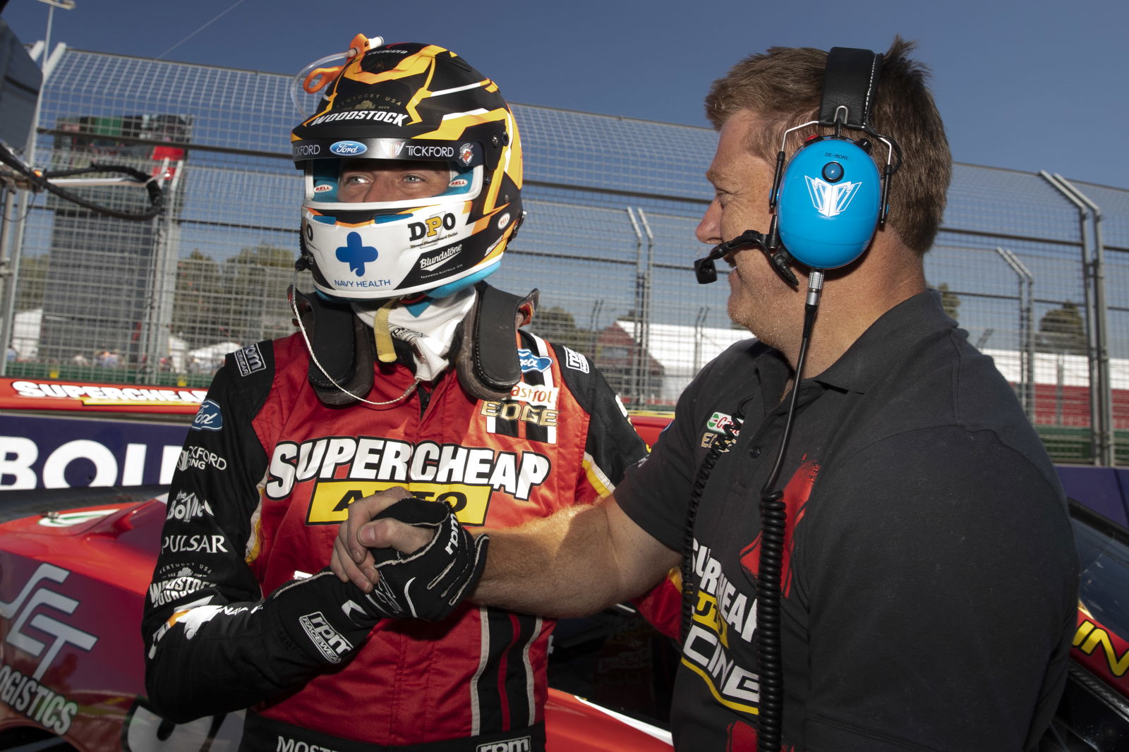 Chaz Mostert with engineer Adam De Borre