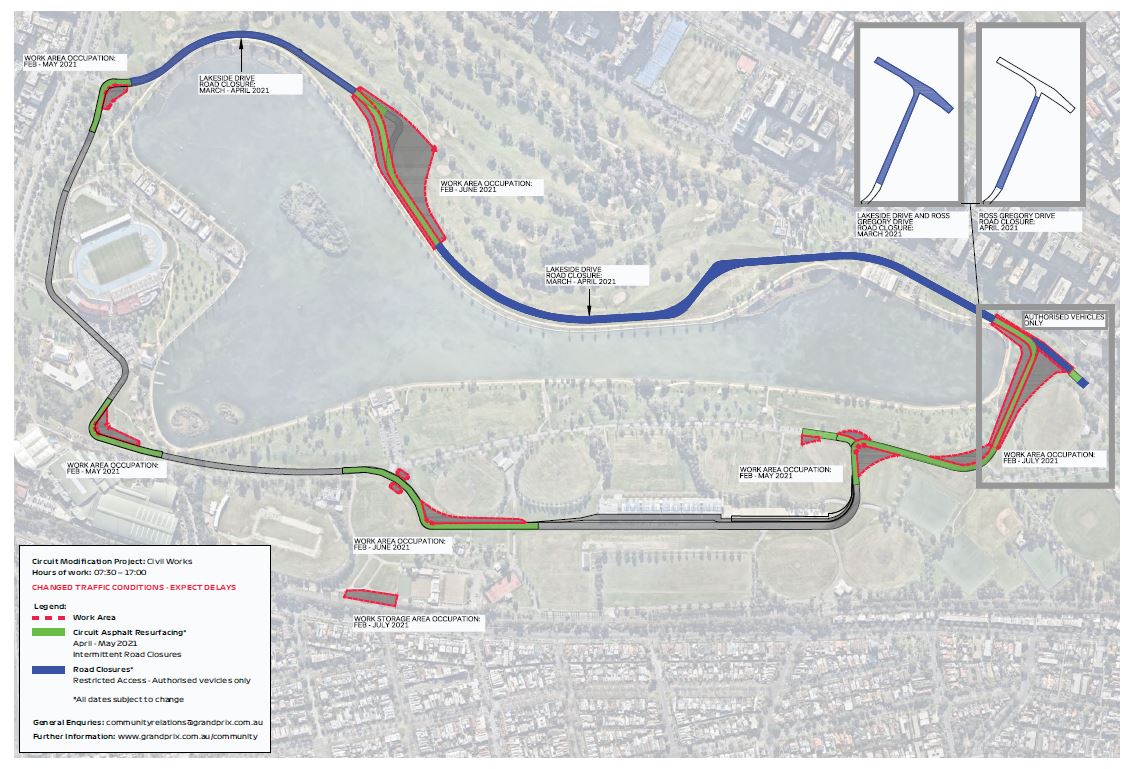 Albert Park modifications beginning next week