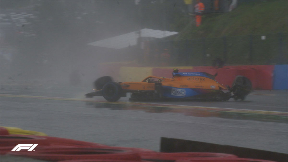 F1 qualifying red flagged after heavy Norris crash