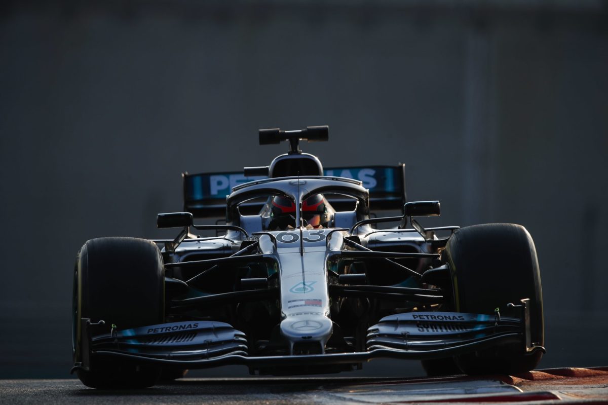 Russell tops Abu Dhabi test as Leclerc crashes