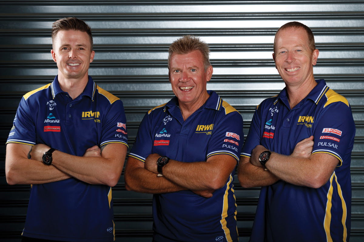 Steven Richards (right) with Team 18 owner Charlie Schwerkolt and Mark Winterbottom (left)