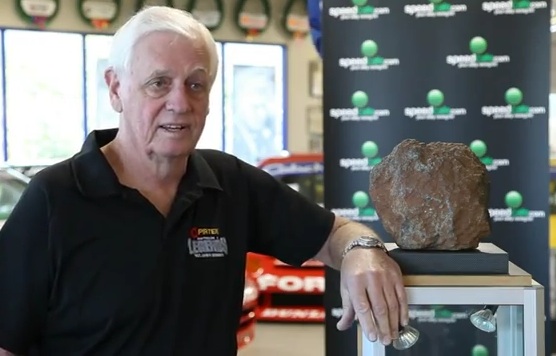 Dick Johnson and the famous rock that took him out of the lead of the 1980 Bathurst 1000