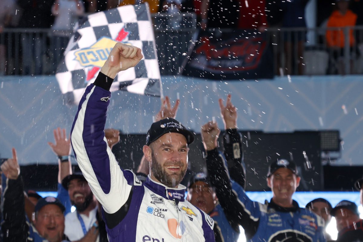 Shane van Gisbergen after winning on debut in the NASCAR Cup Series at Chicago in 2023. Image: Chris Graythen/Getty Images