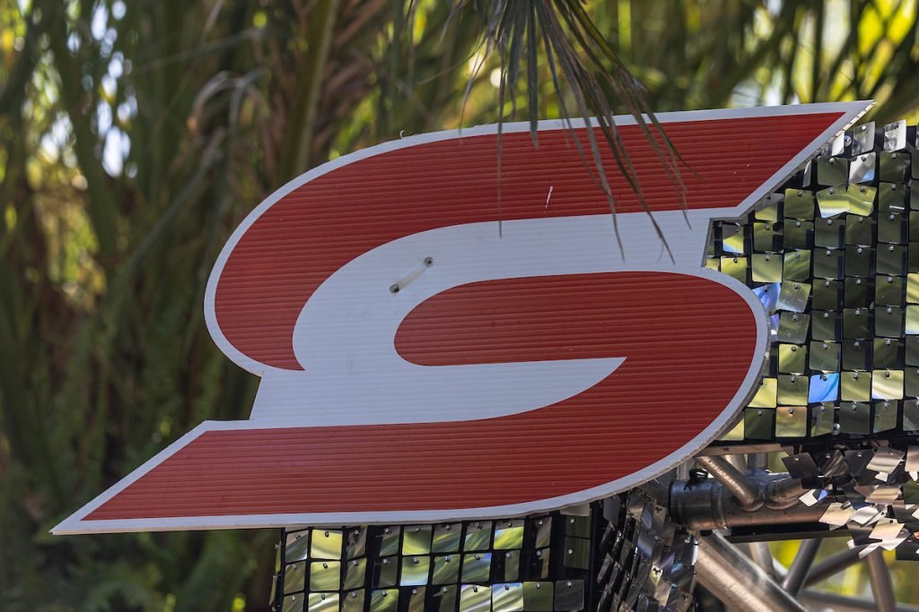 Supercars 'S' logo on a sign at the 2023 Gold Coast 500