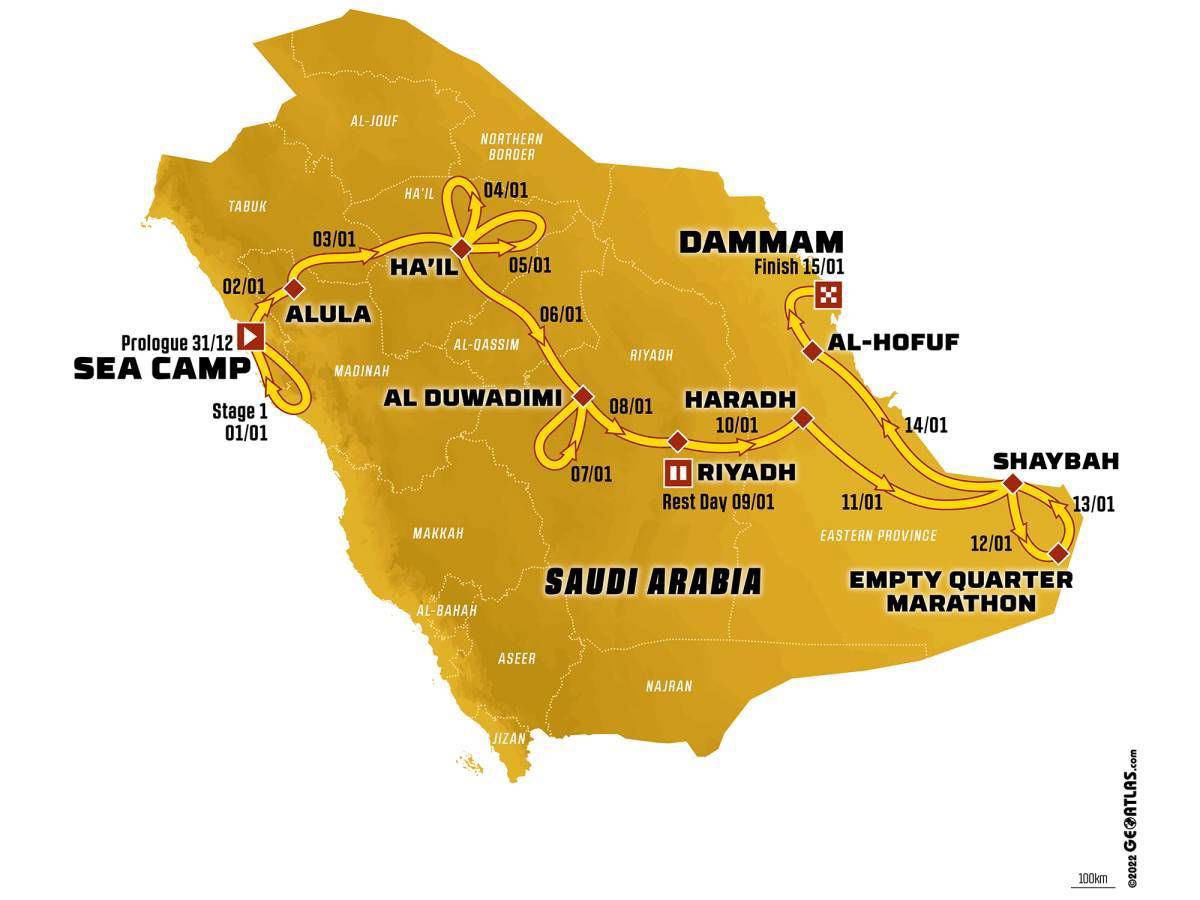 The 2023 Dakar Rally route