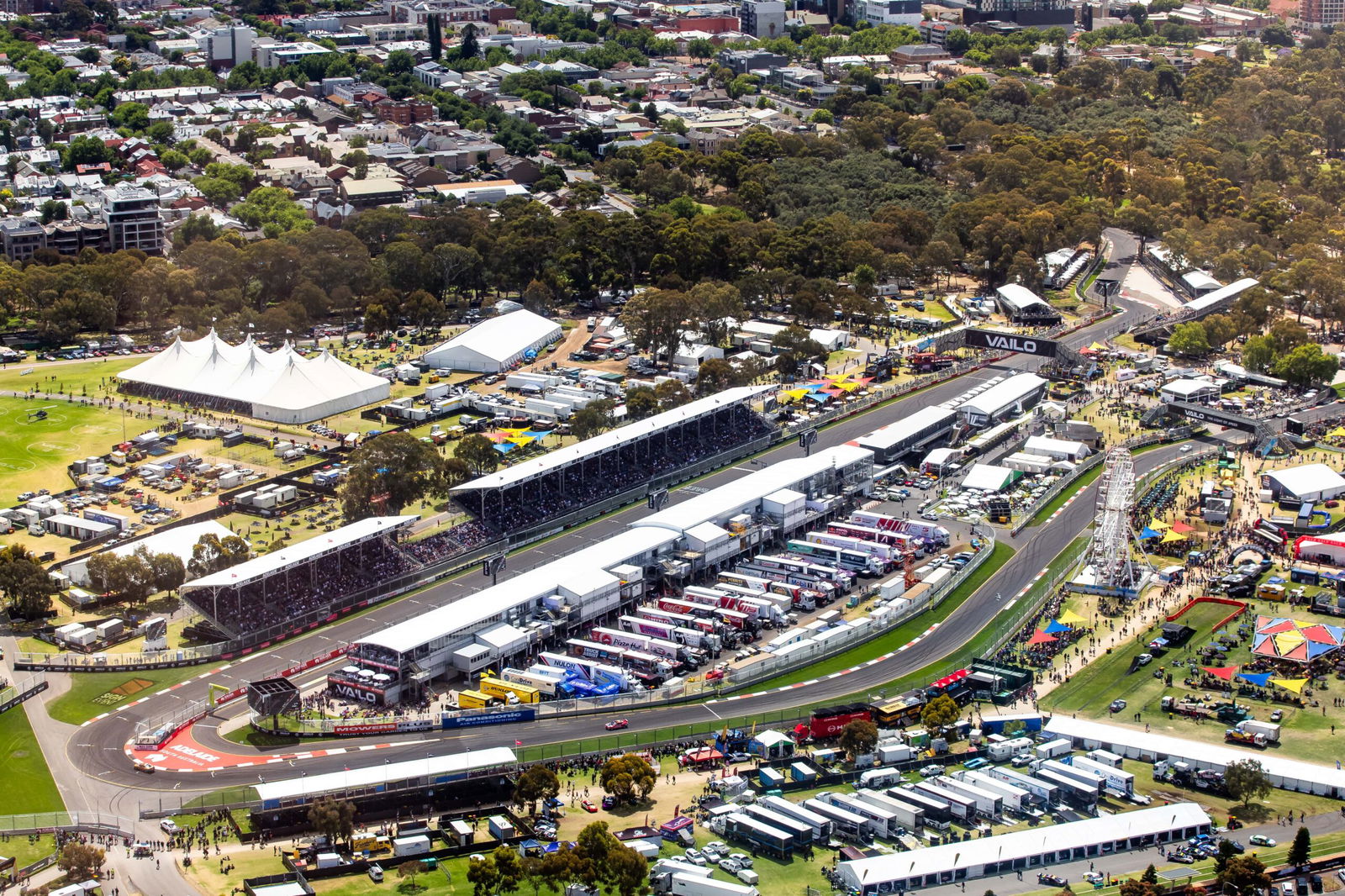 An aerial view of the Adelaide 500 precinct. 