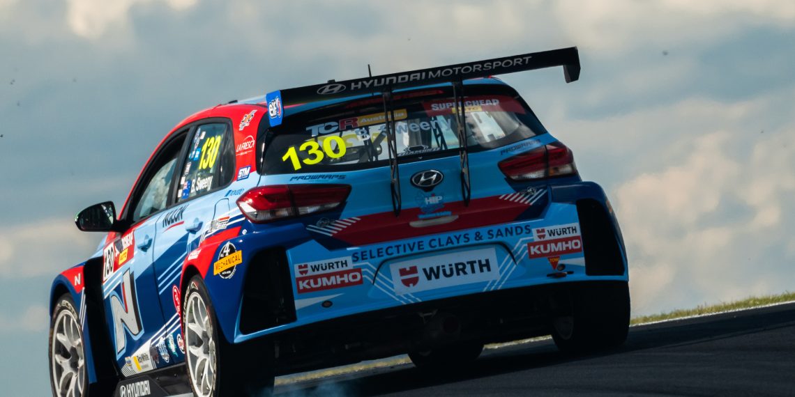 An HMO Customer Racing Hyundai i30N at Mount Panorama.