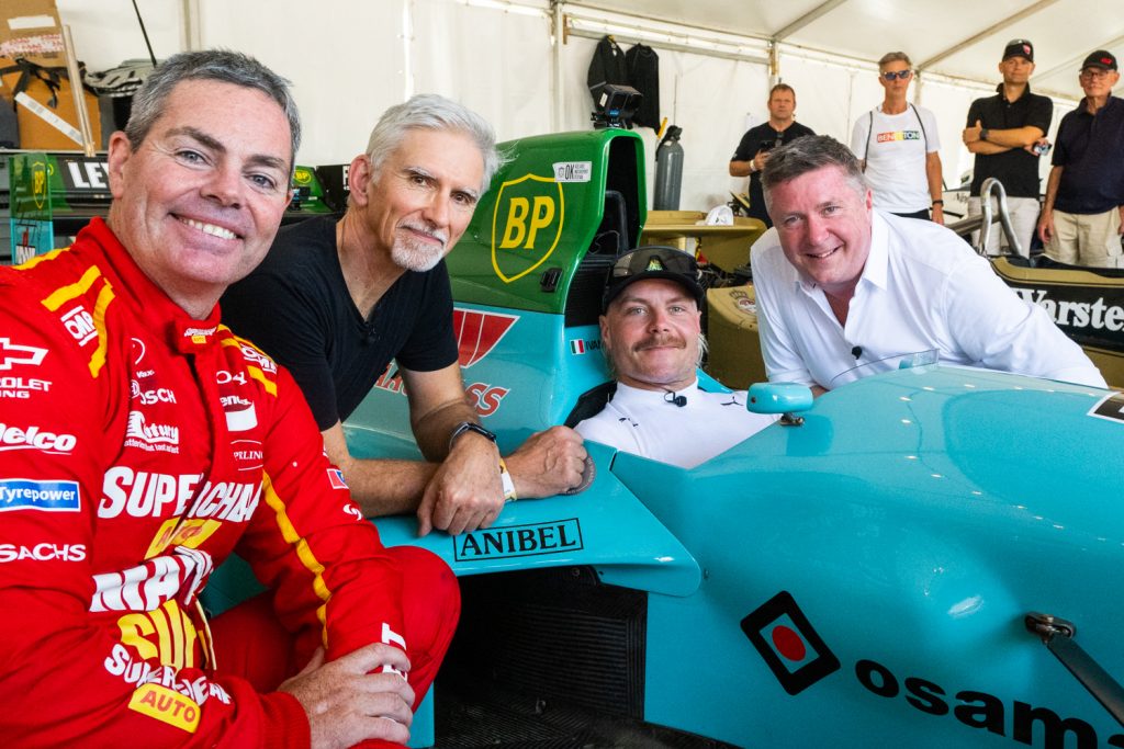 Craig Lowndes, Damon Hill, Valtteri Bottas, and David Croft at the 2024 Adelaide Motorsport Festival