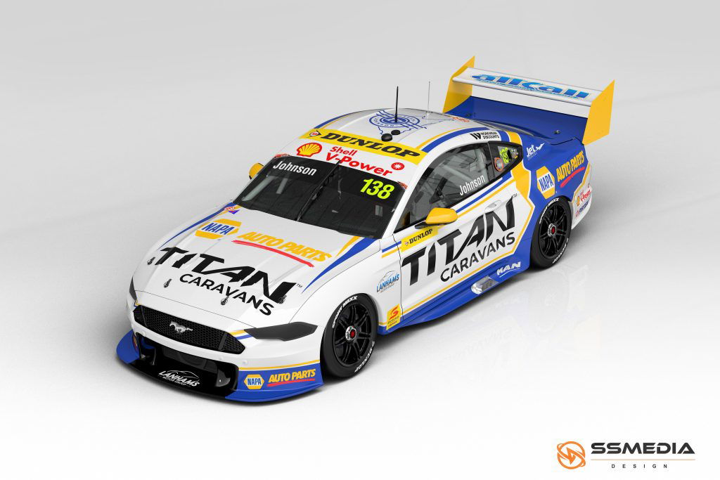 A render of Jett Johnson's Super2 Mustang bearing #138 in honour of his late uncle. Image: Supplied