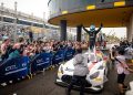 Maro Engel celebrates winning the FIA GT World Cup at the 71st Macau Grand Prix.