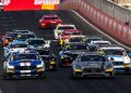 The start of the Monochrome GT4 Australia race at Mount Panorama.