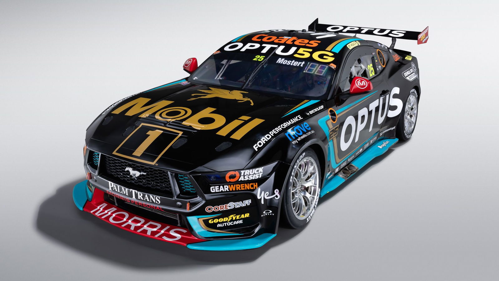 Chaz Mostert's #25 Ford Mustang sporting the Mobil 1 Pegasus. 