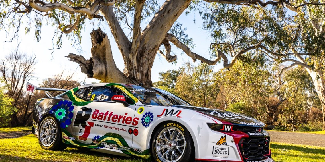 Andre Heimgartner's R&J Batteries Camaro in its Indigenous livery. Image: Supplied