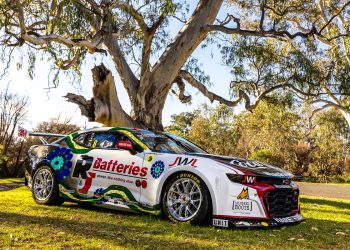 Andre Heimgartner's R&J Batteries Camaro in its Indigenous livery. Image: Supplied