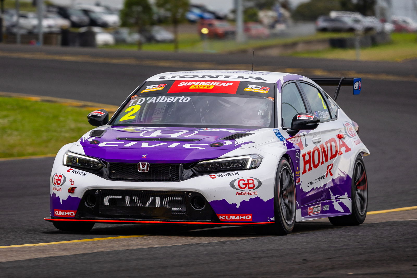 Tony D'Alberto in the #2 Wall Racing Honda Civic Type R. 