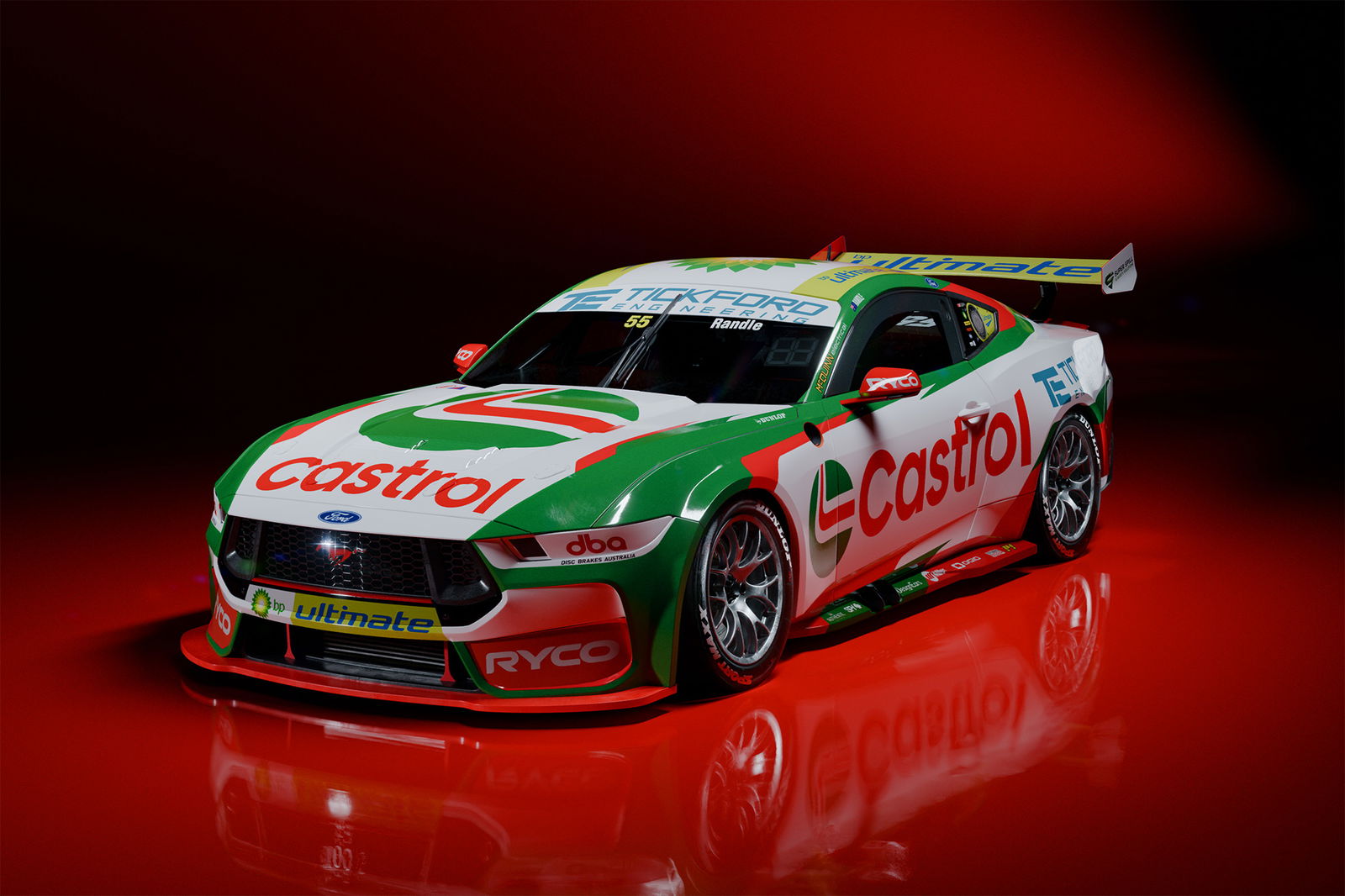 Thomas Randle's #55 Castrol-backed Ford Mustang.