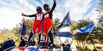 Paddon celebrating victory in 2024 Rally Poland
