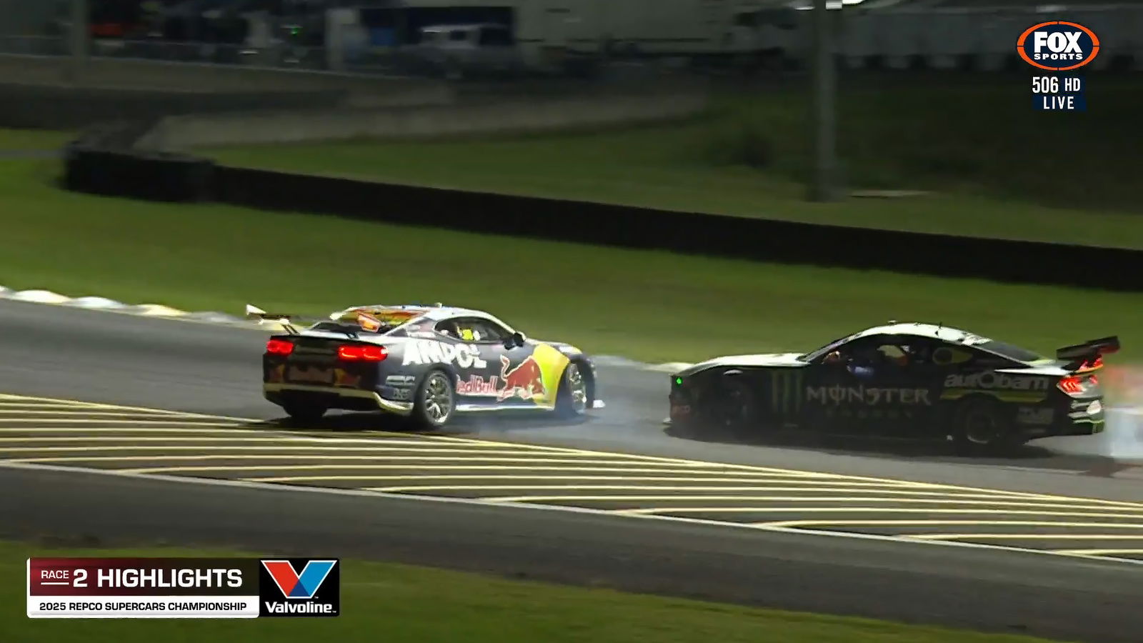 Will Brown spins after contact with Cameron Waters at Turn 4 during Race 2 at the 2025 Sydney 500.