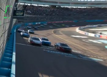 The finish of the NASCAR Cup Series race at Phoenix Raceway.
