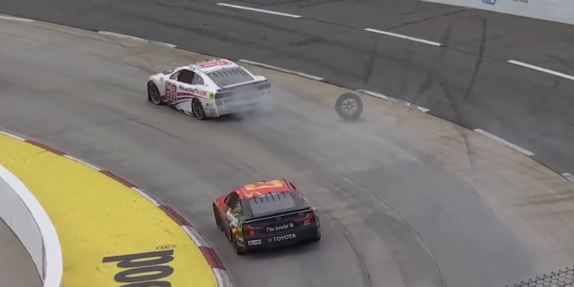 Shane van Gisbergen lost his right rear wheel during the NASCAR Cup Series race at Martinsville Speedway.