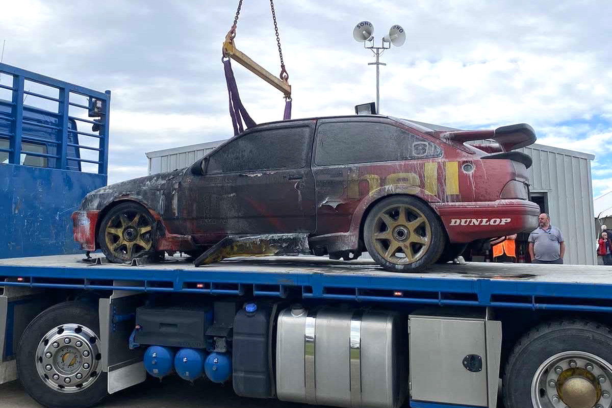 Iconic Dick Johnson Racing Ford Sierra damaged in fire