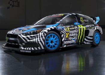 The ex-Ken Block Ford Focus RS RX used in Gymkhana Nine.