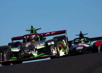 Reigning Prototype Series title holder Jason Makris won the third race, here leading Race 1 and 2 winner John Paul Drake.