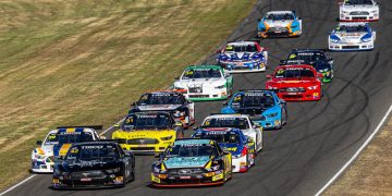 Ford Mustangs dominate the Trico Trans Am Series.