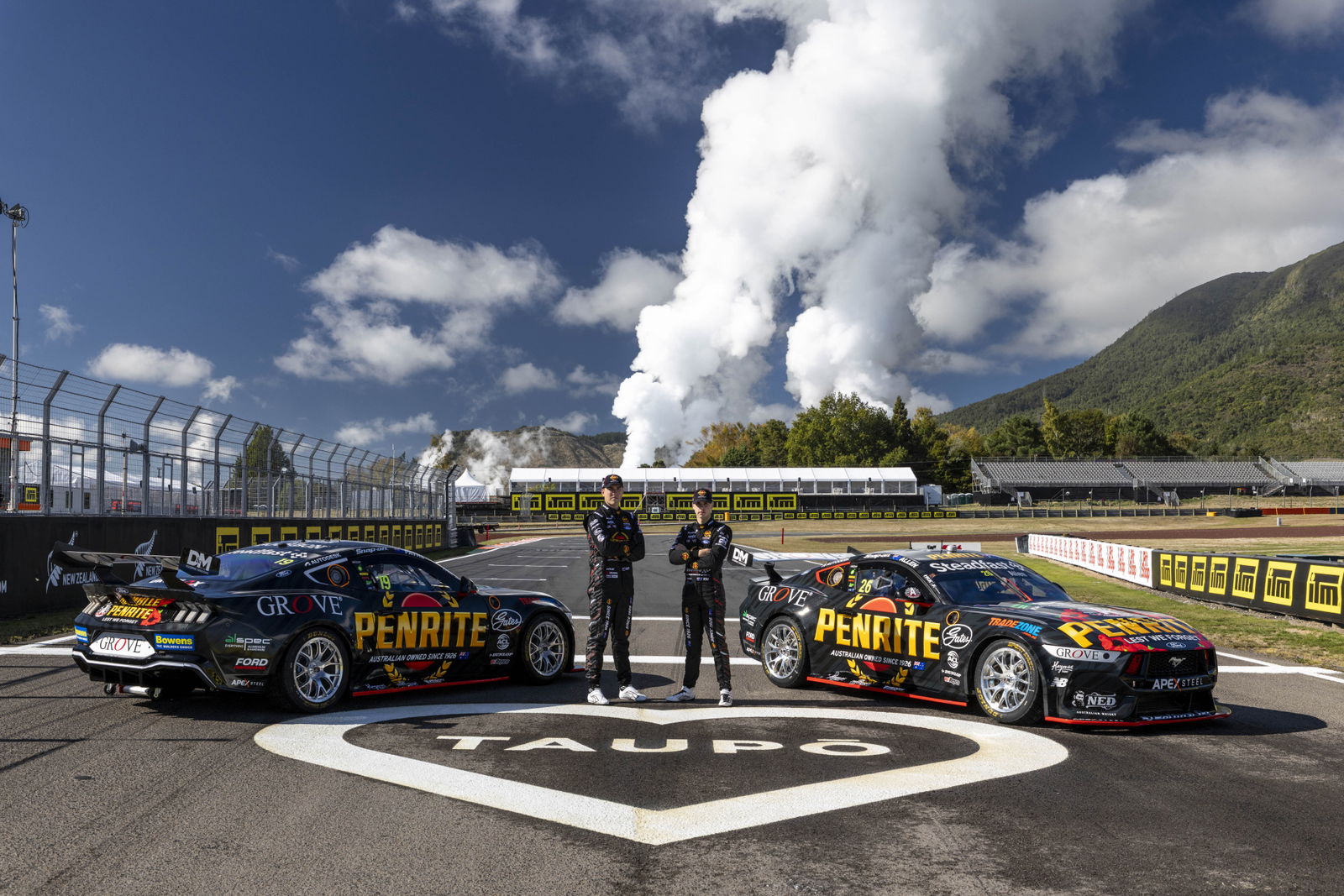 Kai Allen and Matt Payne with their Grove Racing Ford Mustangs.