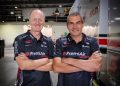 Gwyn Dolphin (left) with PremiAir Racing team boss Peter Xiberras.
