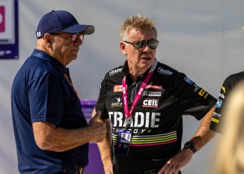Charlie Schwekolt (right) with GM powerbroker Roland Dane.