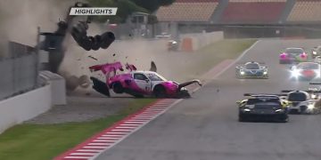 Marta Garcia crashed during the Michelin Le Mans Cup race at Circuit de Barcelona-Catalunya.