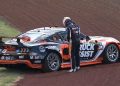 Ryan Wood parked his car at the final turn after suffering steering damage.