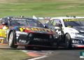 Matt Payne passes Cameron Hill for the lead during Race 10 of the Repco Supercars Championship at the Taupo Super440.