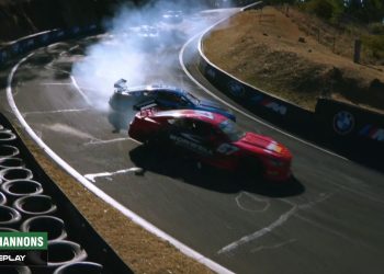 James Moffat collided with Nash Morris during the first Trico Trans Am Series race at Mount Panorama.