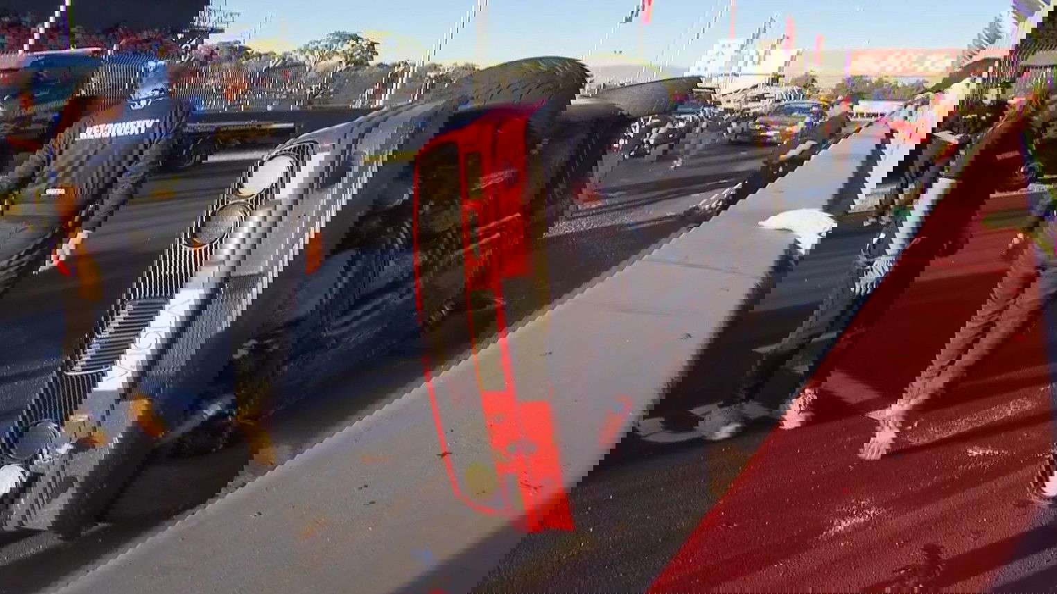 BMW in terrifying near-miss before rolling one race later