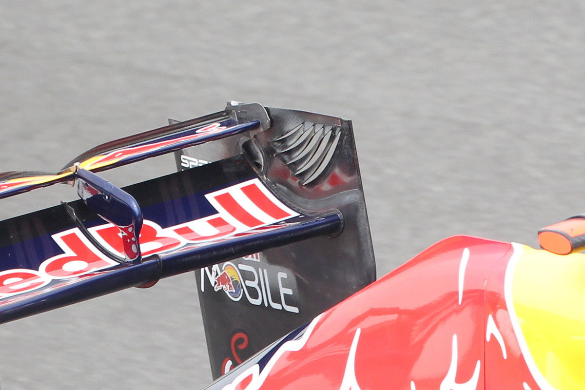 The DRS flap opened on Red Bull's rear wing. Image: XPB Images.