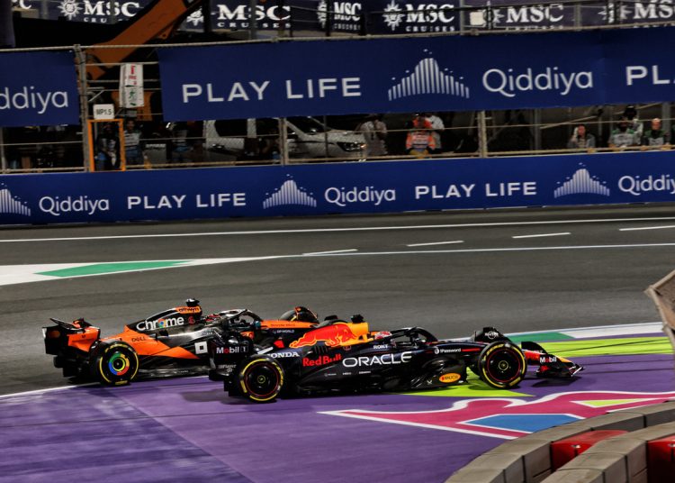 Oscar Piastri has won the Saudi Arabian Grand Prix after beating Max Verstappen at his own game. Image: XPB Images.