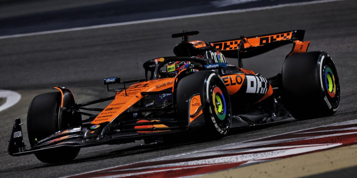McLaren held a sizeable pace advantage over the field on the opening day of track action at the Formula 1 Bahrain Grand Prix. Image: XPB Images.