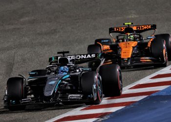 Officials found George Russell in breach of DRS usage rules during the Formula 1 Bahrain Grand Prix but opted not to apply a penalty. Image: XPB Images.