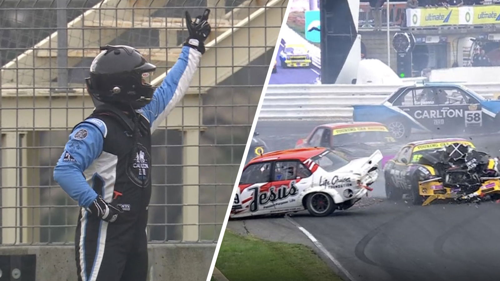 Tempers flare after huge Touring Car Masters crash